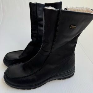 Rieker fur lined leather Womens Black Winter Boots size 37 / 6-6.5 US